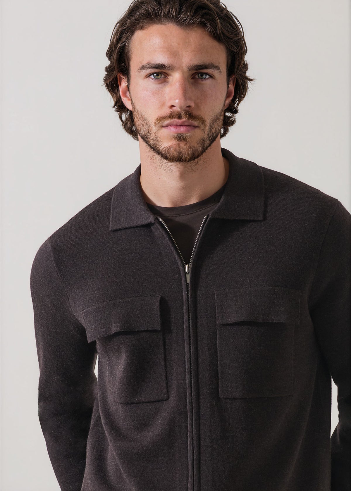 Double Face Merino Full Zip Shirt Jacket - PATRICK ASSARAF