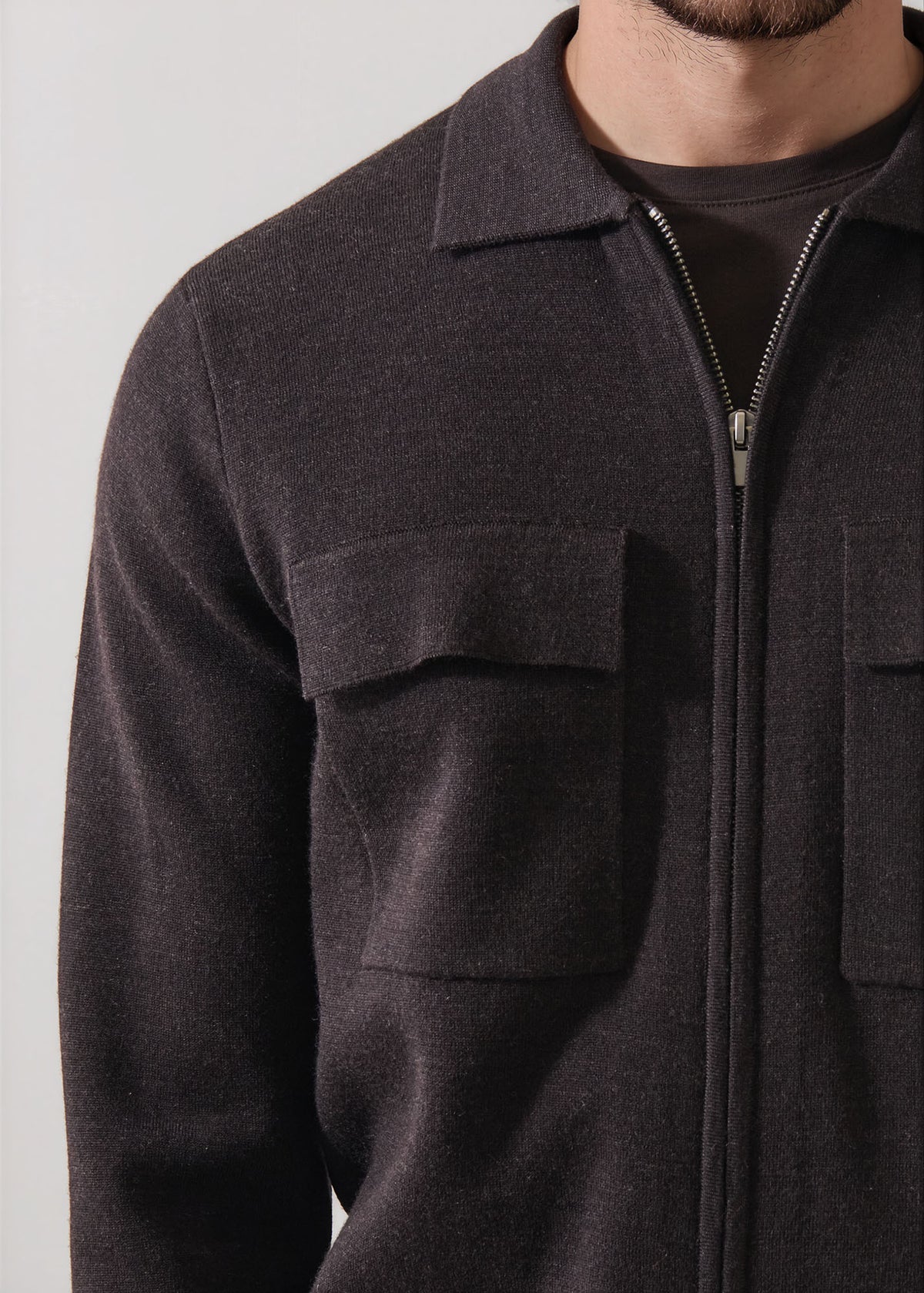 Double Face Merino Full Zip Shirt Jacket - PATRICK ASSARAF
