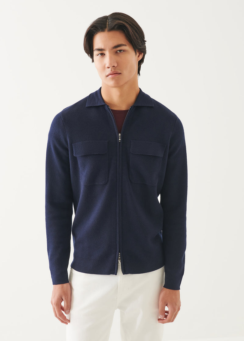 Double Face Merino Full Zip Shirt Jacket