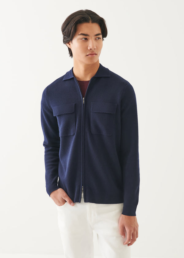 Double Face Merino Full Zip Shirt Jacket