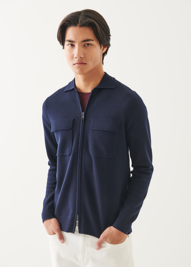 Double Face Merino Full Zip Shirt Jacket