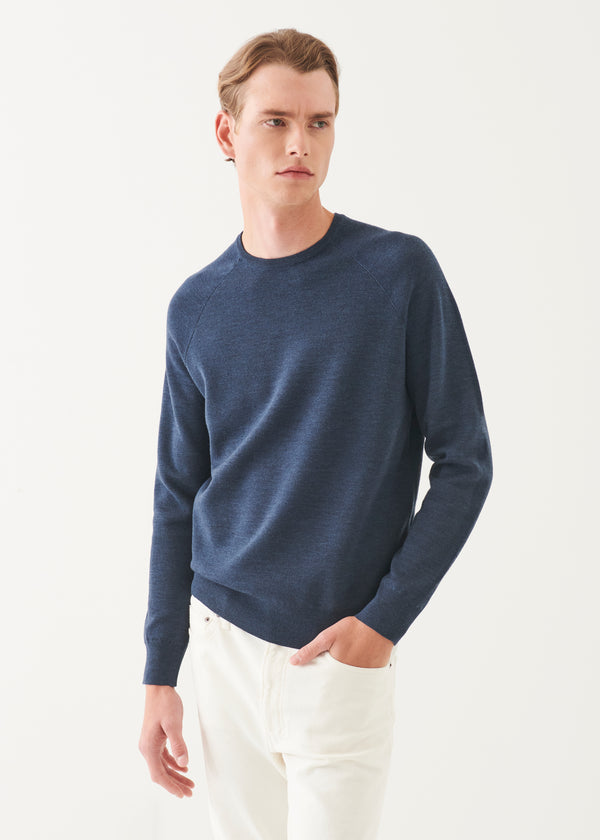 DOUBLE FACE MERINO RAGLAN CREWNECK