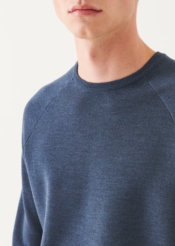 DOUBLE FACE MERINO RAGLAN CREWNECK