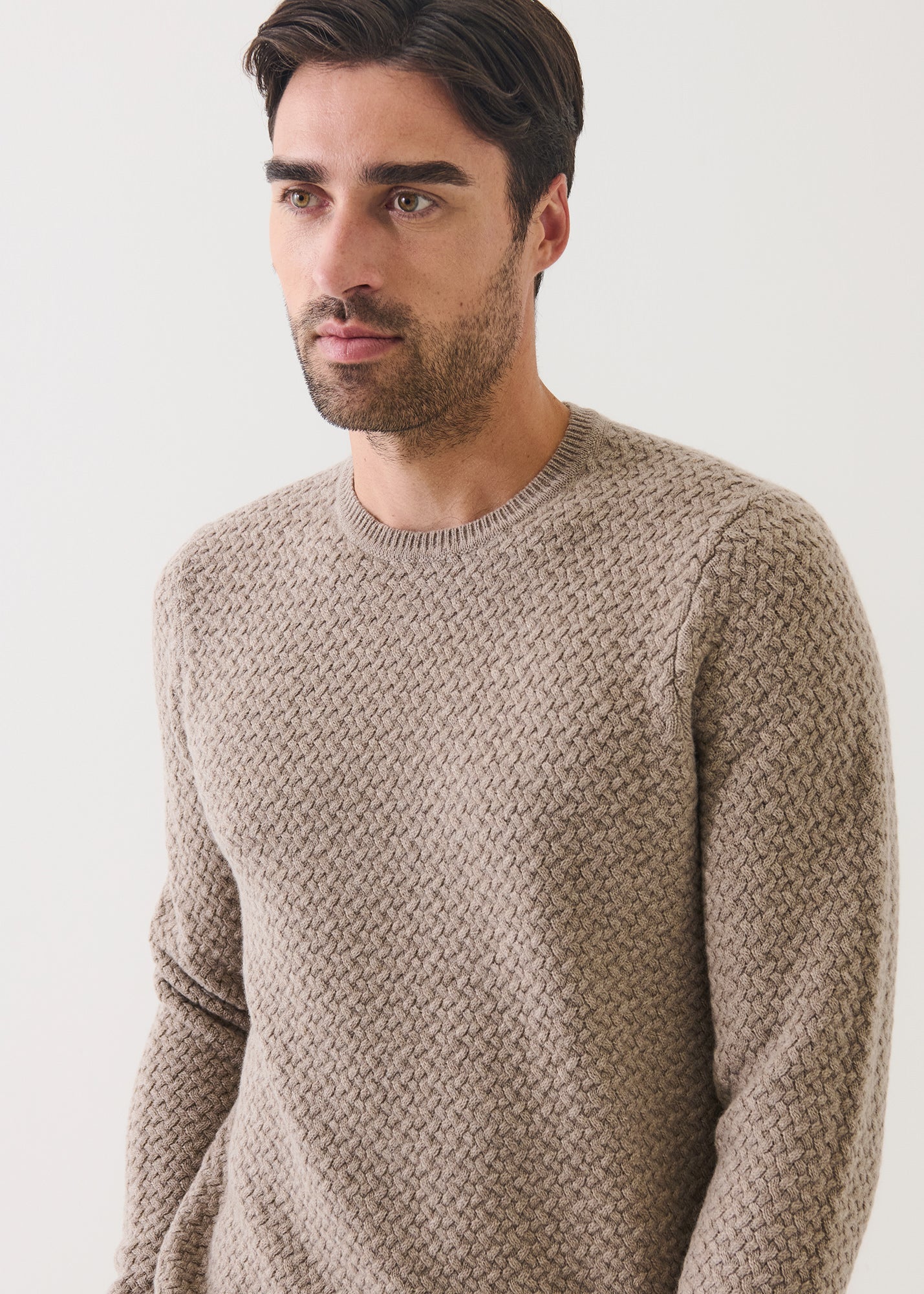 Wool Cashmere Basket Weave Crewneck