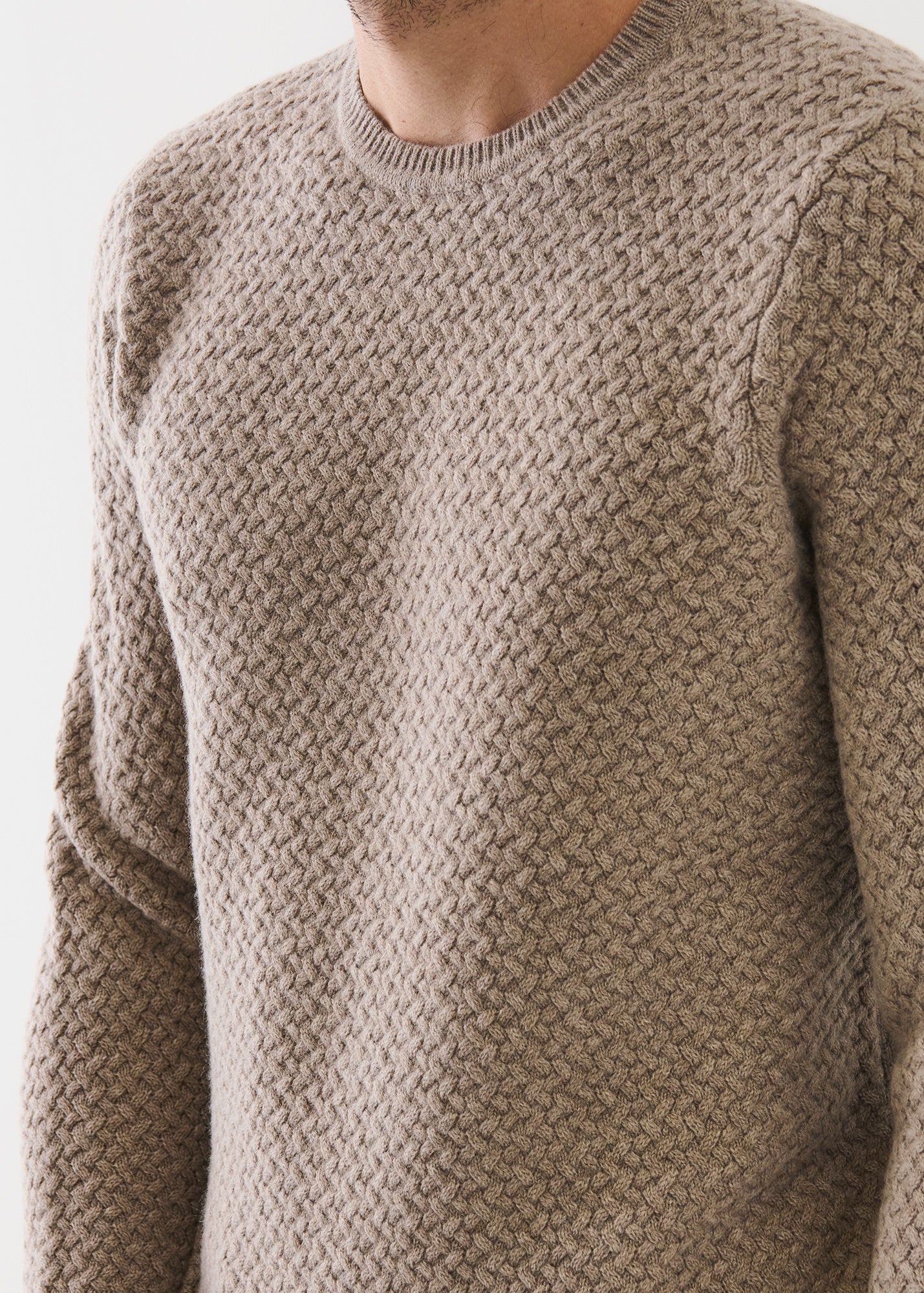 Wool Cashmere Basket Weave Crewneck