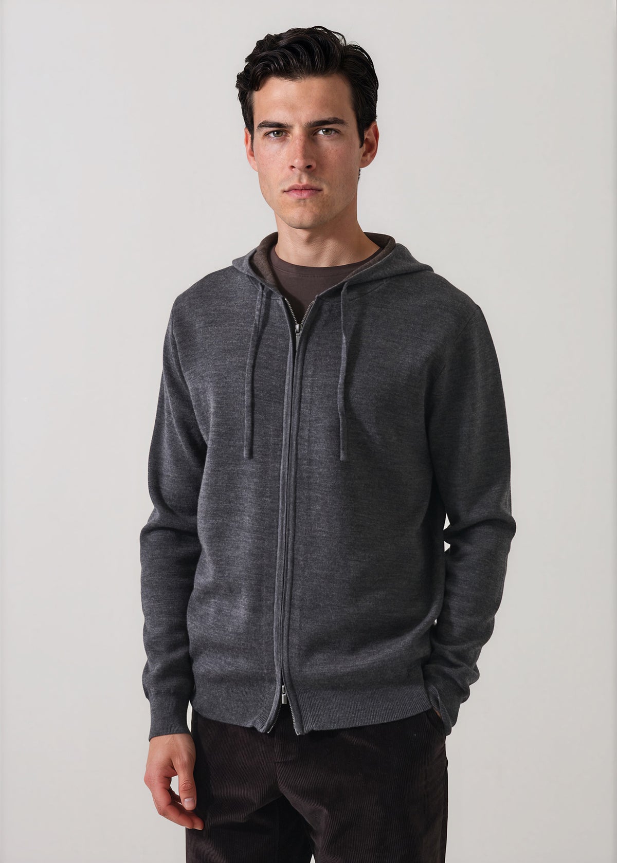 Double Face Merino Wool Full Zip Hoodie - PATRICK ASSARAF