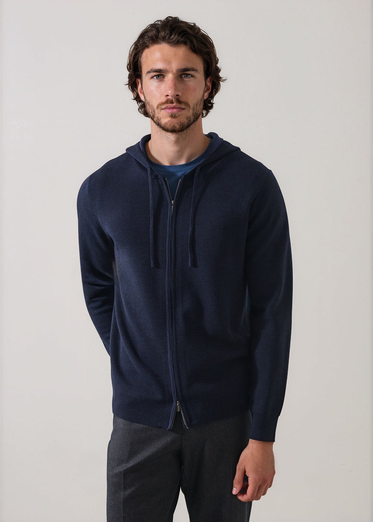 Double Face Merino Wool Full Zip Hoodie - PATRICK ASSARAF