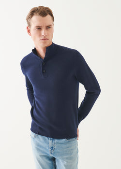 Double-Face Button Mock Neck