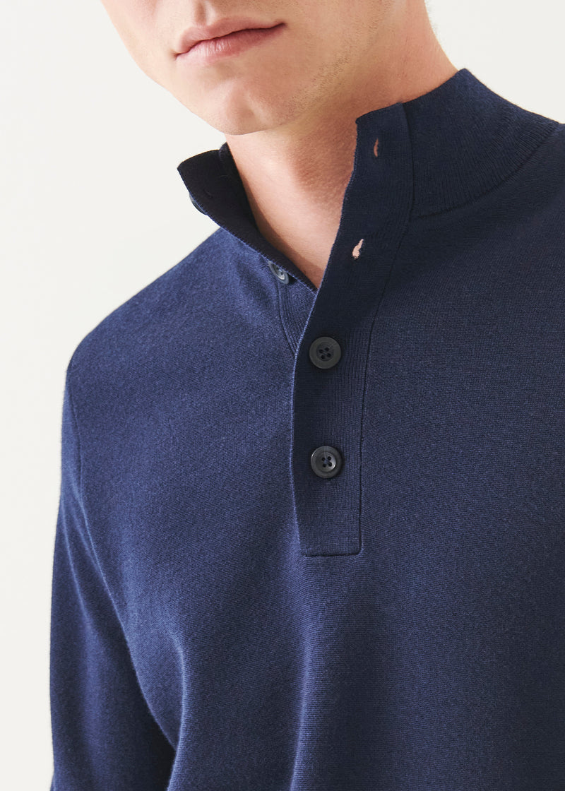 Double-Face Button Mock Neck