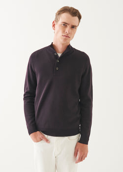 Double-Face Button Mock Neck