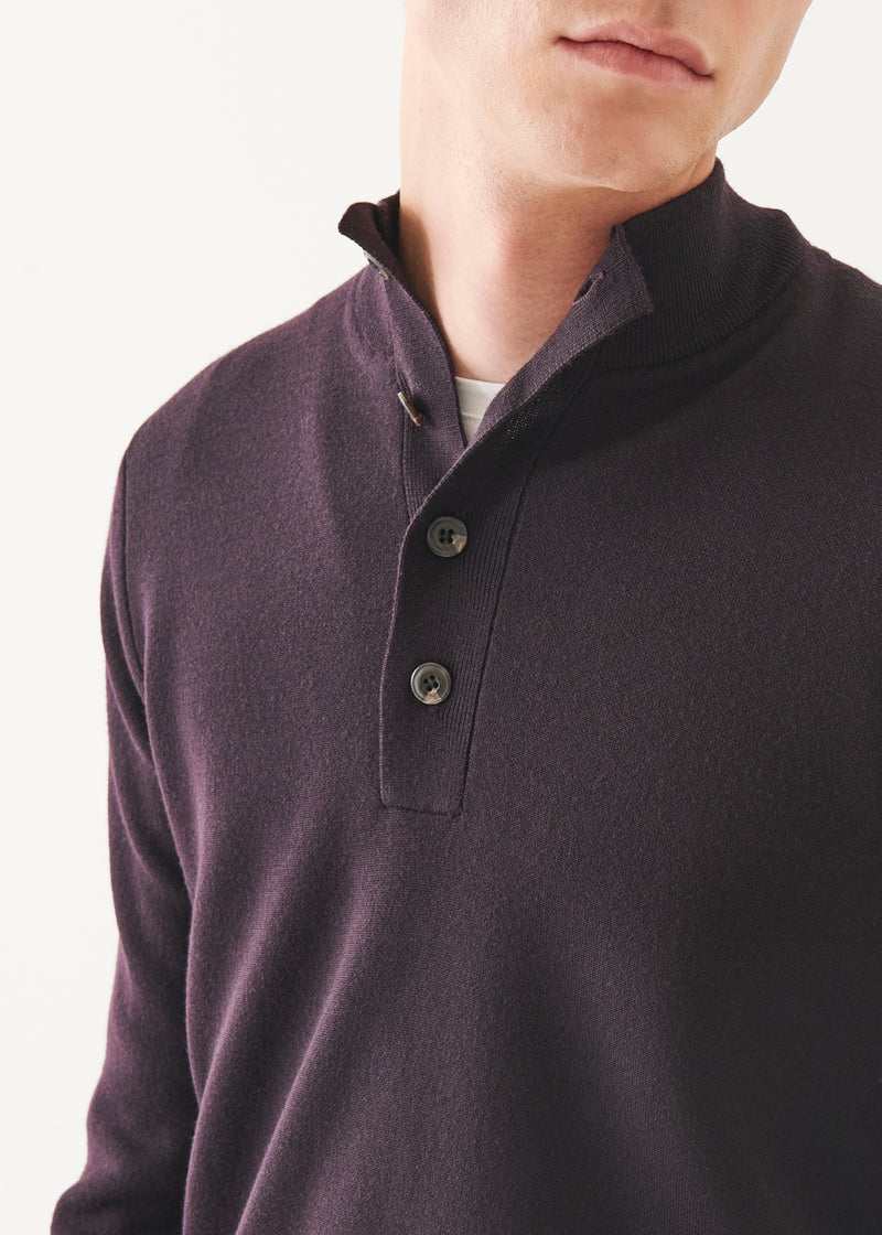 Double-Face Button Mock Neck