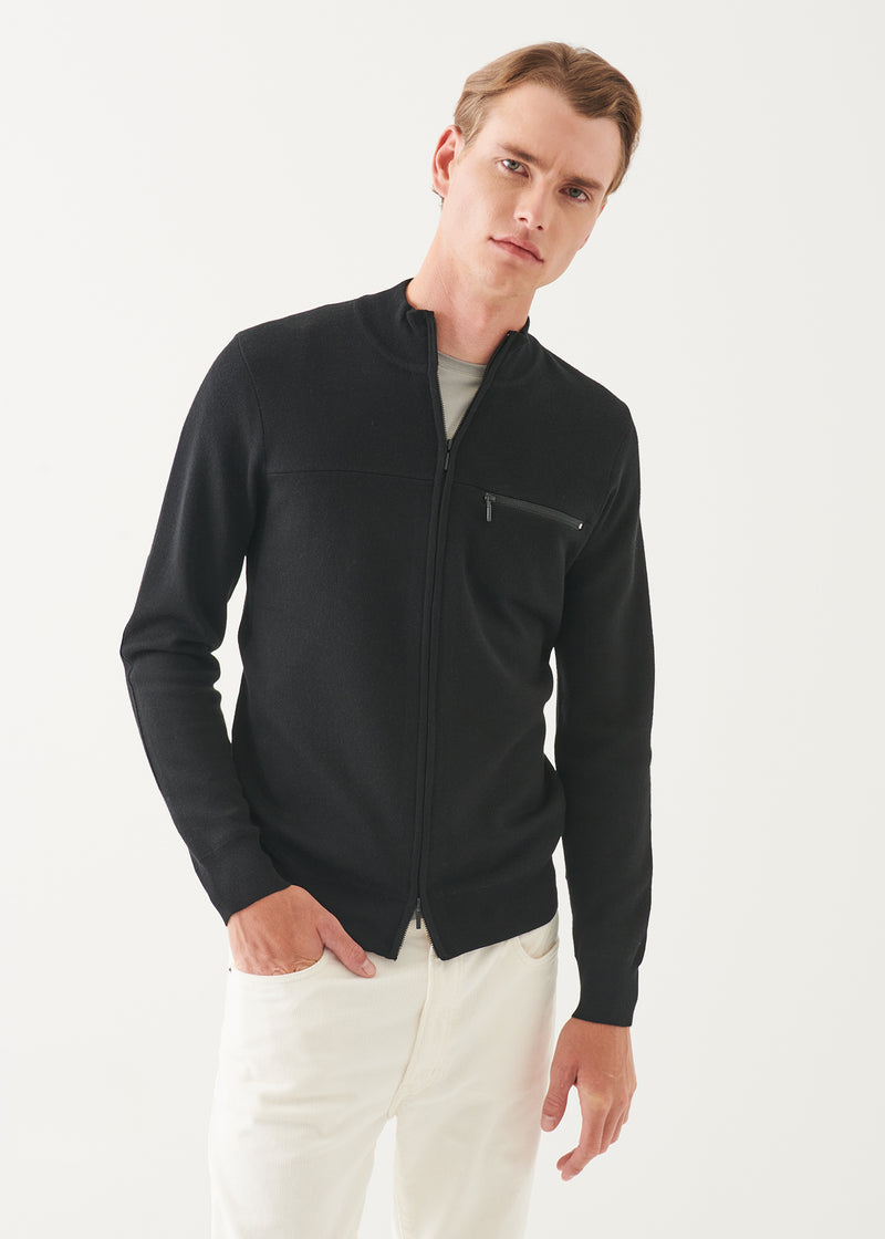 Double Face Merino Zip Up Cardigan