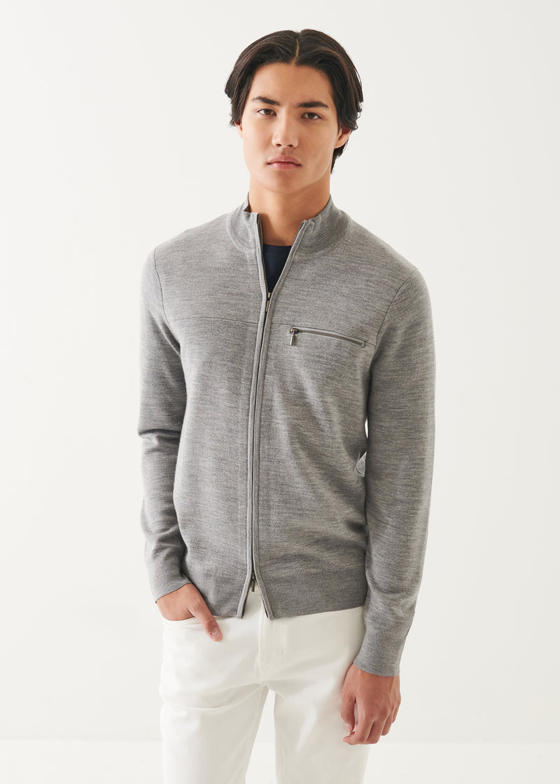 DOUBLE FACE MERINO ZIP UP CARDIGAN