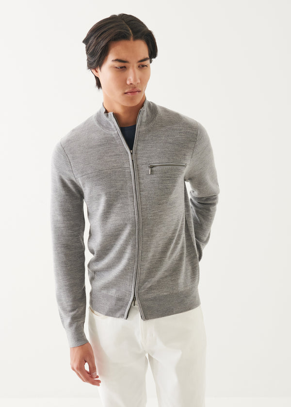 DOUBLE FACE MERINO ZIP UP CARDIGAN