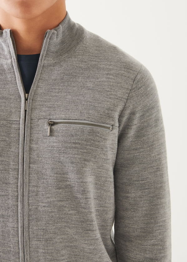 DOUBLE FACE MERINO ZIP UP CARDIGAN