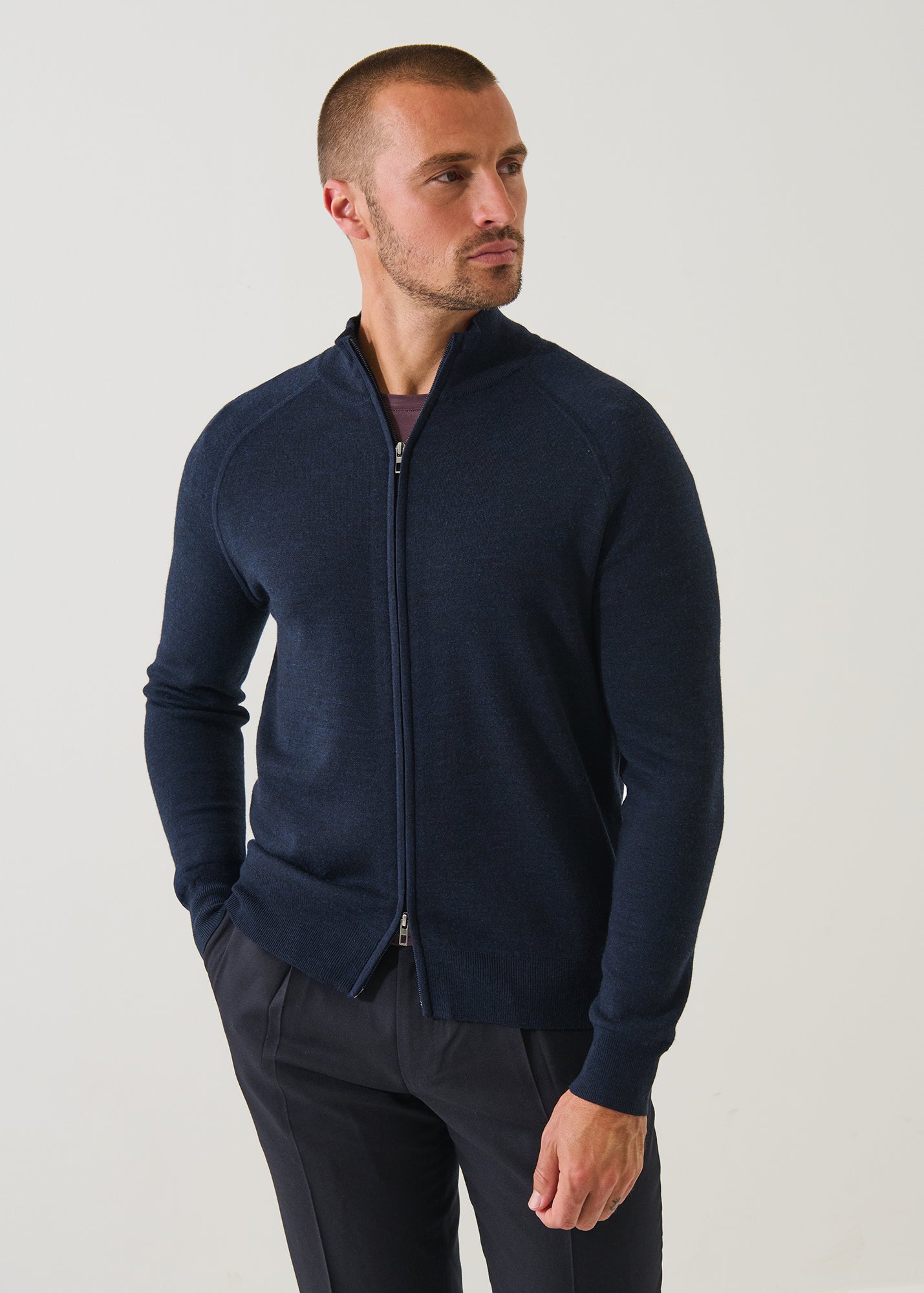 Double Face Merino Raglan Cardigan