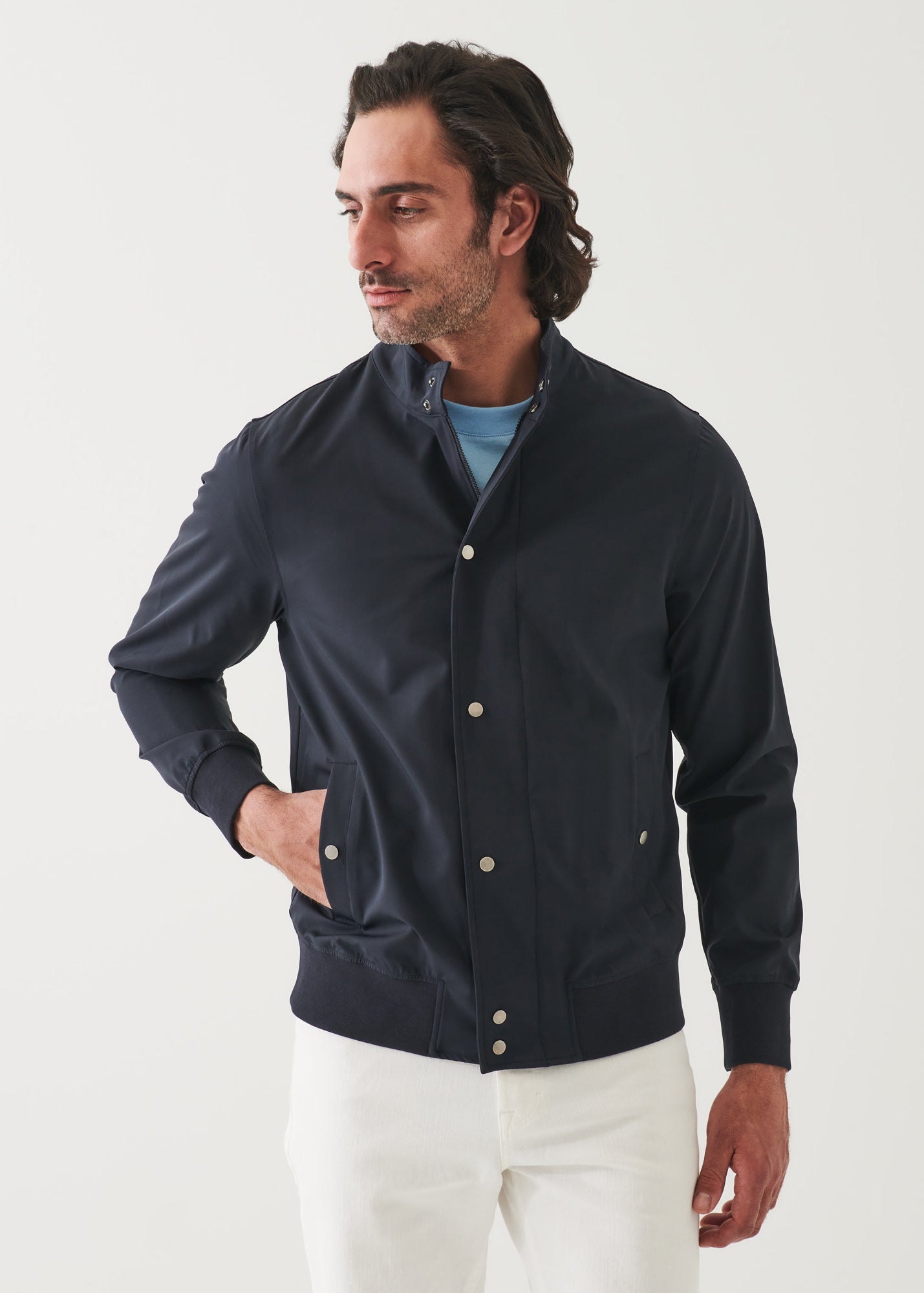 Nylon Stretch Bomber Jacket