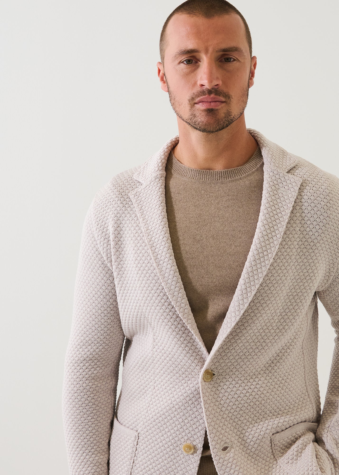 Merino Bubble Stitch Two Button Blazer