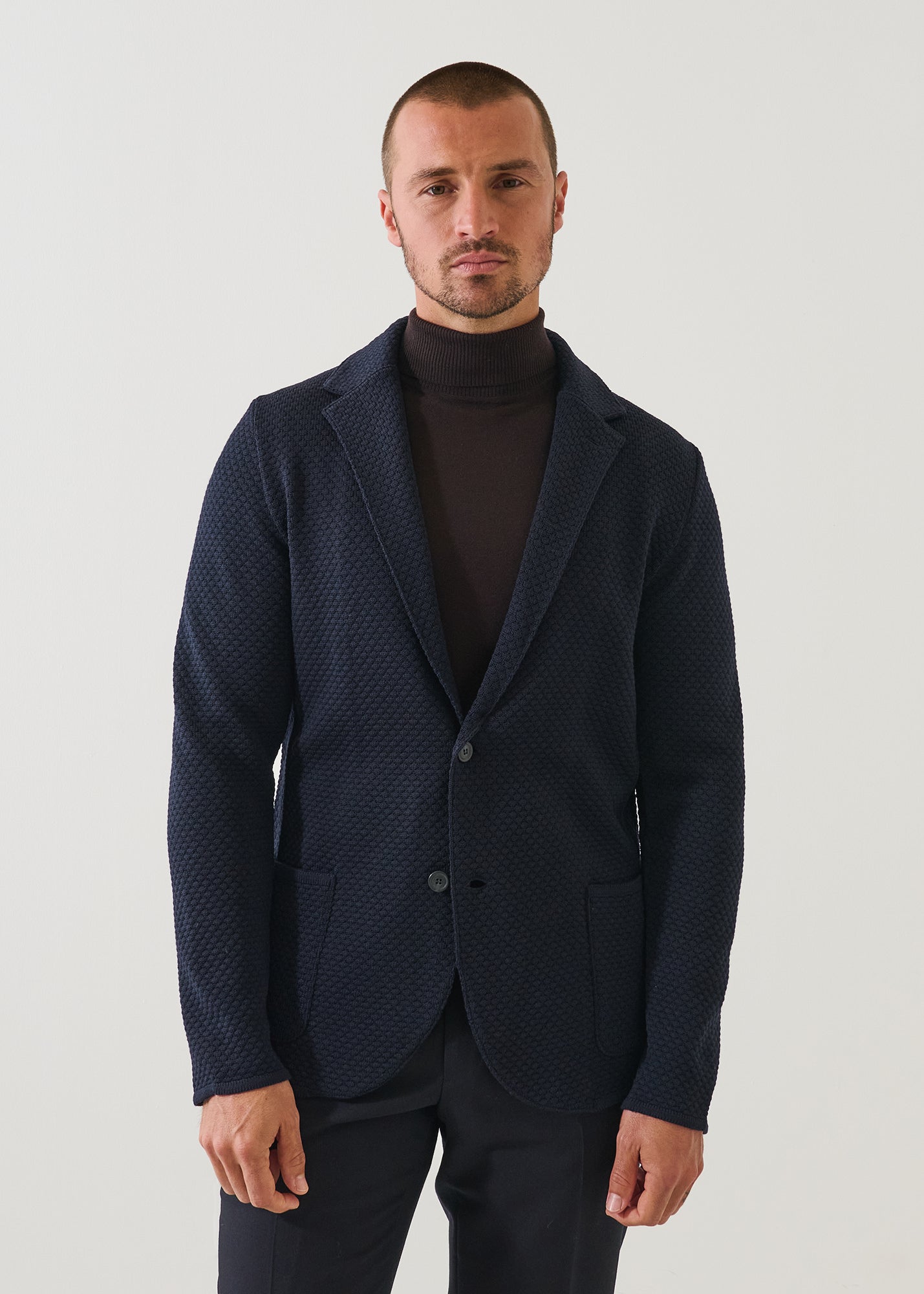 Merino Bubble Stitch Two Button Blazer