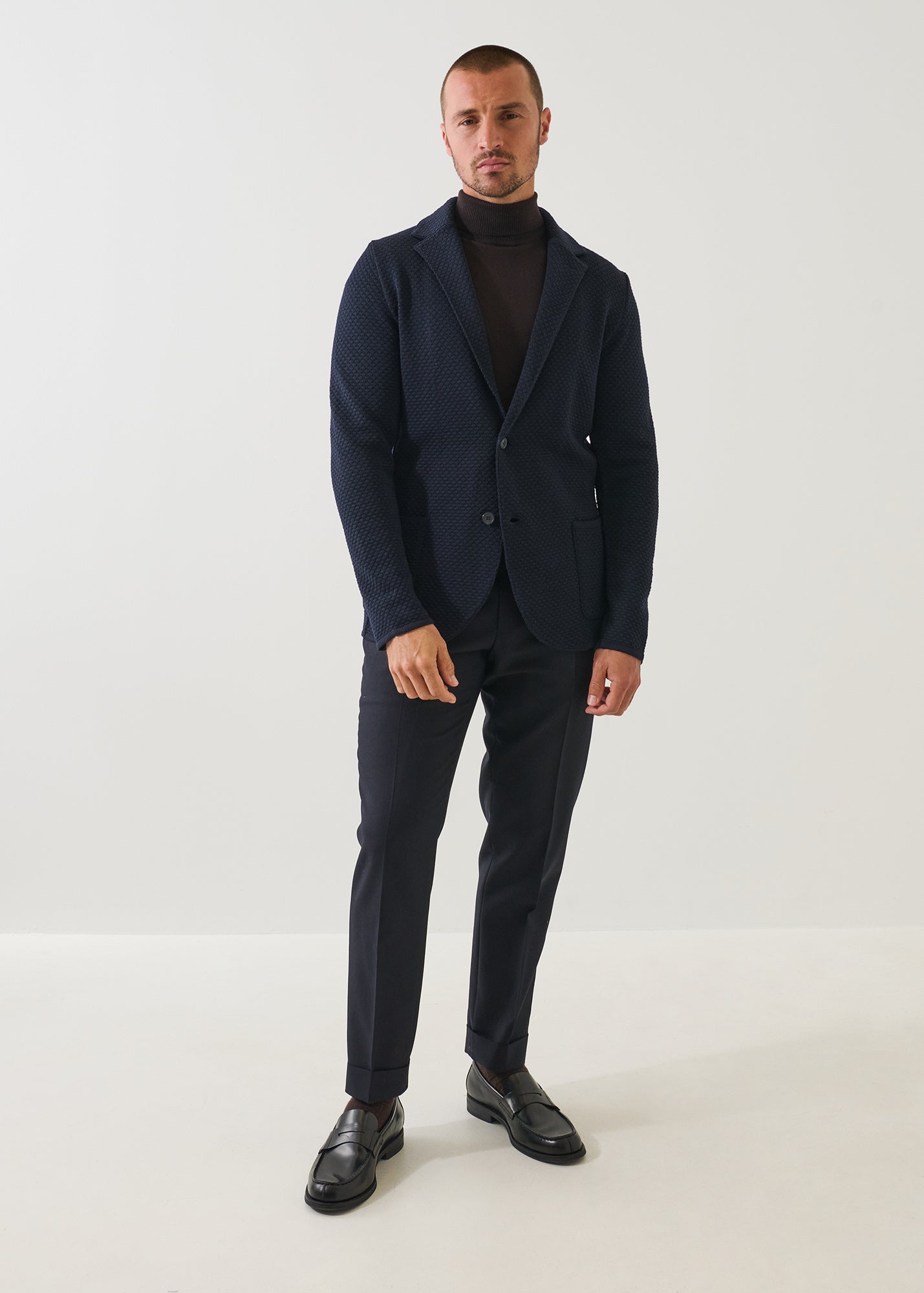 Merino Bubble Stitch Two Button Blazer