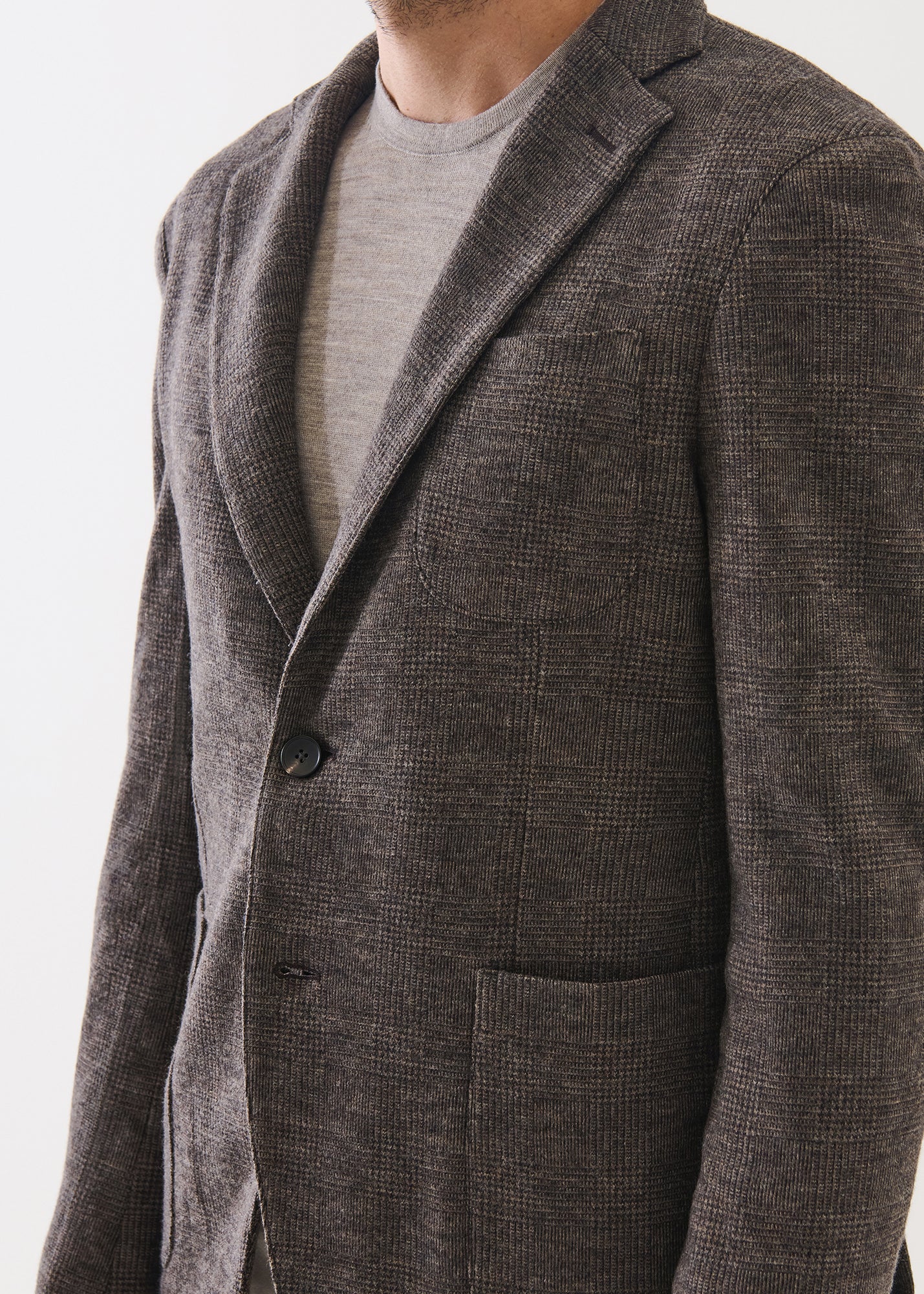 Wool Plaid Two Button Blazer