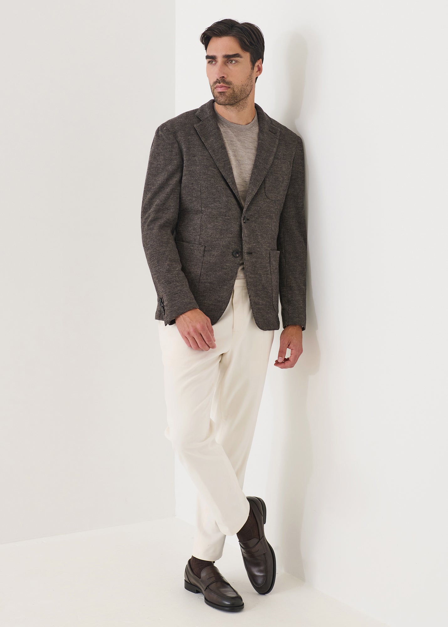 Wool Plaid Two Button Blazer