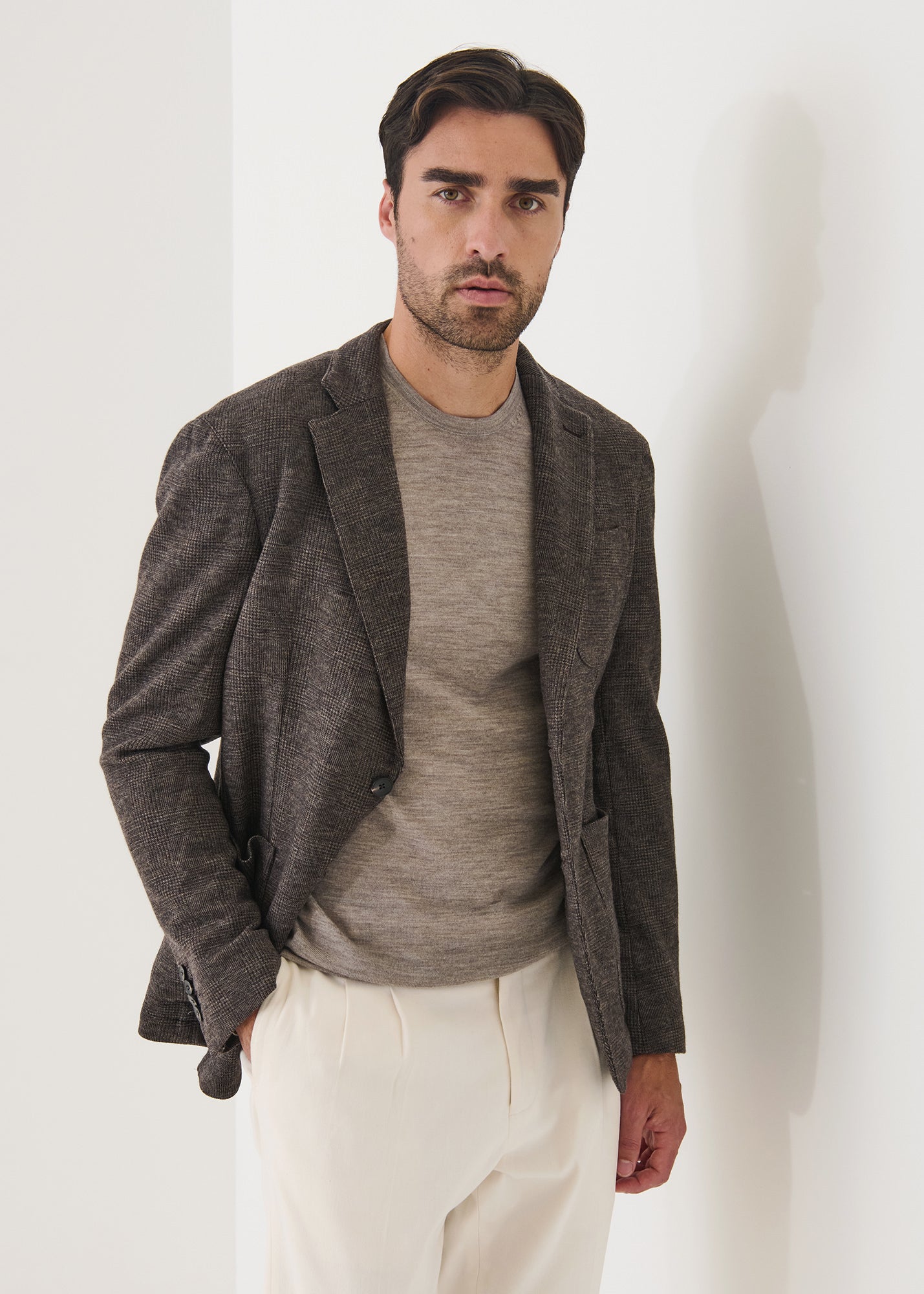 Wool Plaid Two Button Blazer