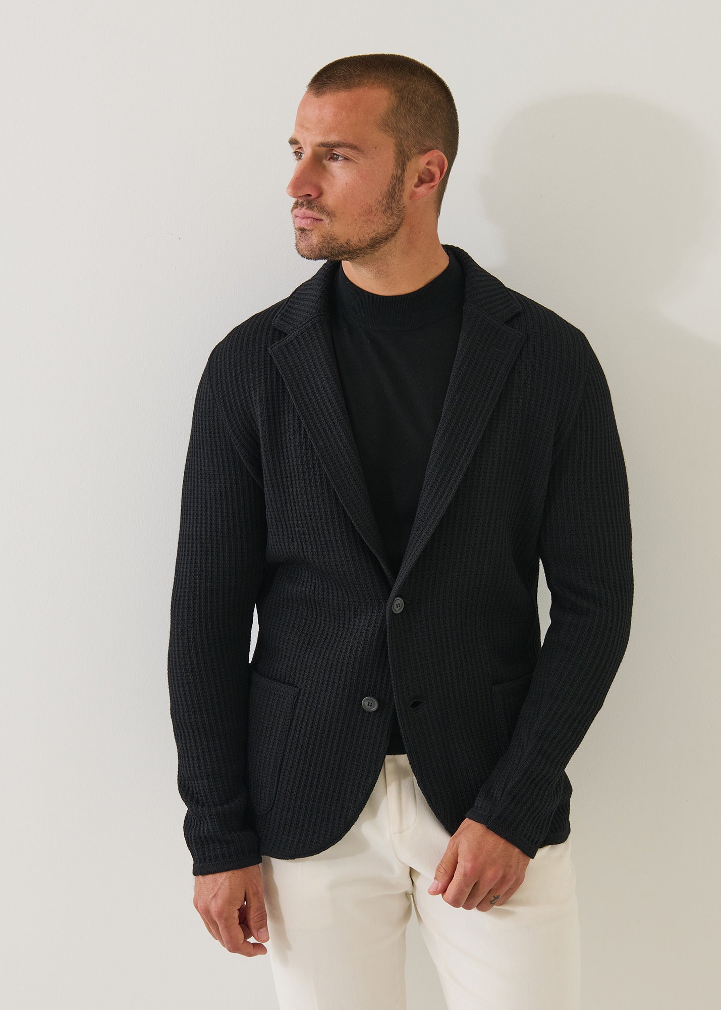 Chain Stitch Merino Two Button Blazer