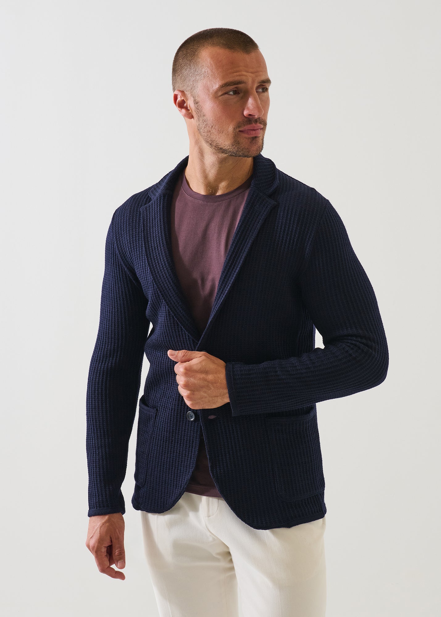 Chain Stitch Merino Two Button Blazer