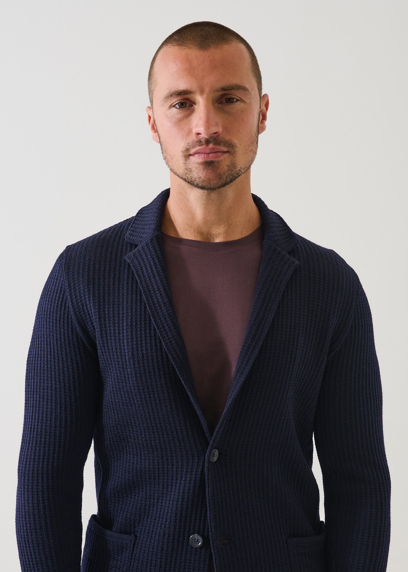 Chain Stitch Merino Two Button Blazer
