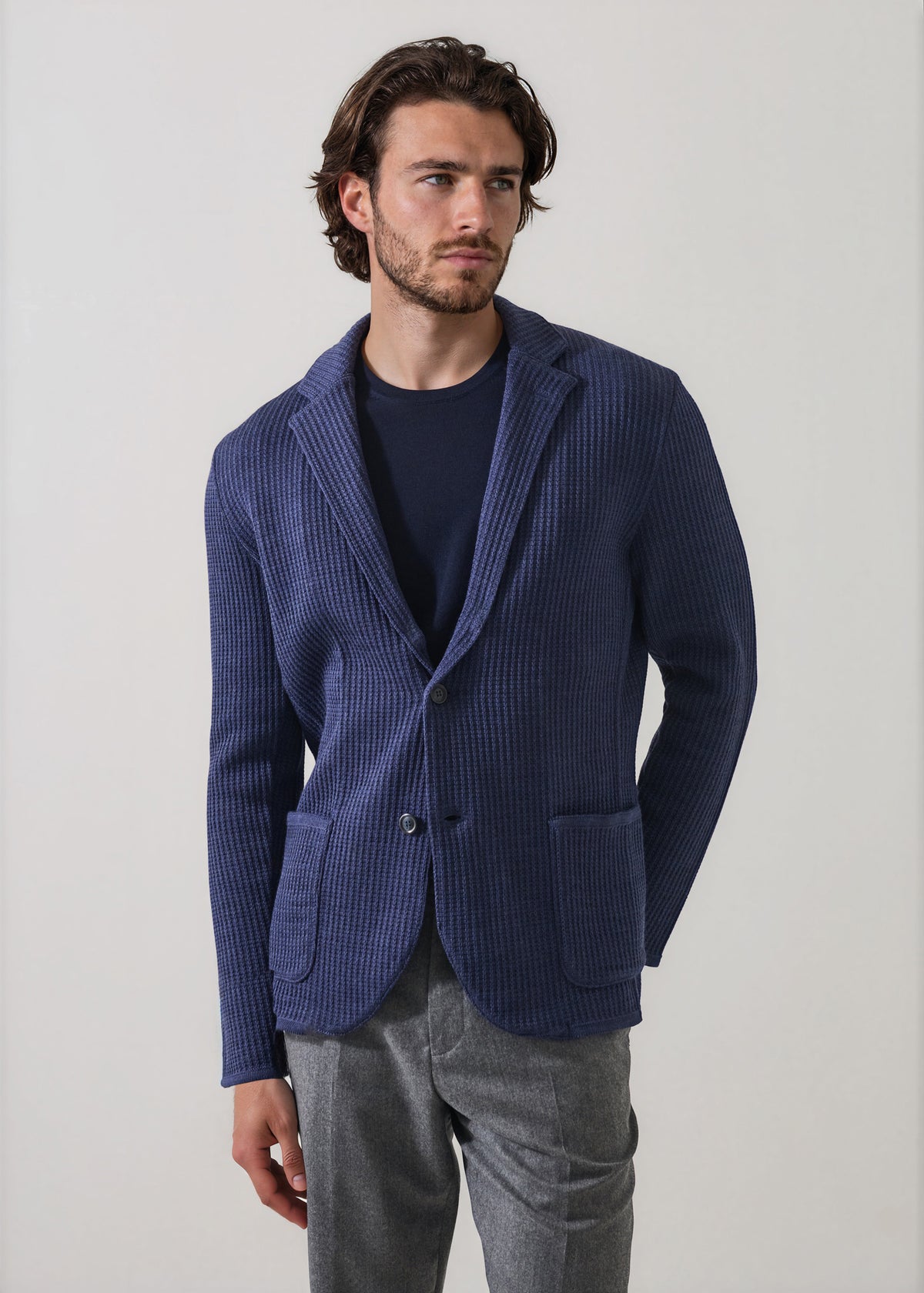Chain Stitch Merino Two Button Blazer