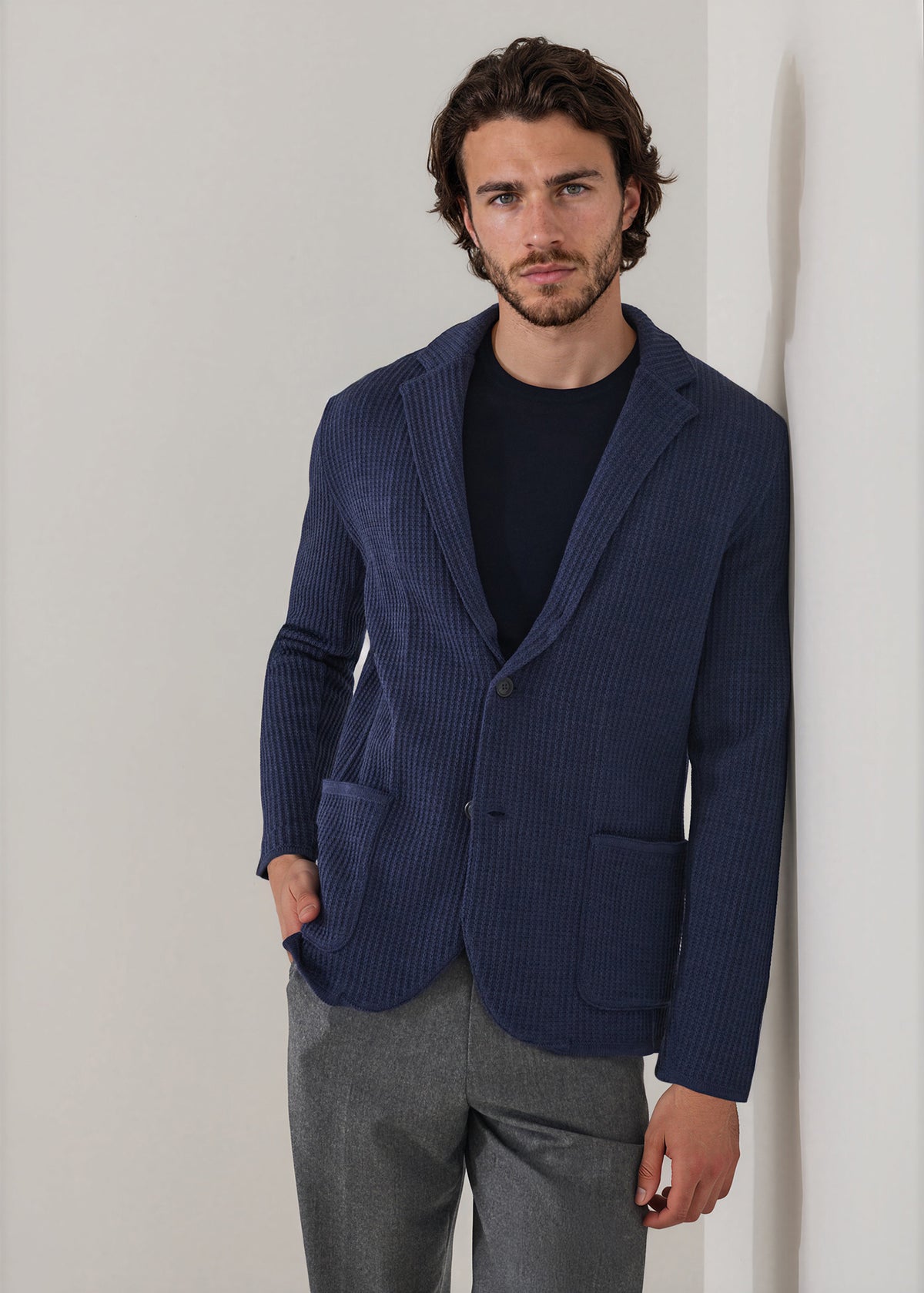 Chain Stitch Merino Two Button Blazer