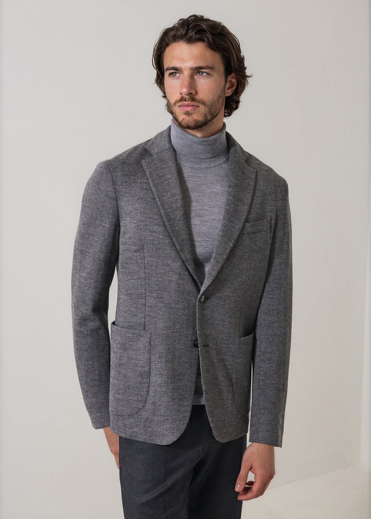 Wool Knit Herringbone Blazer - PATRICK ASSARAF