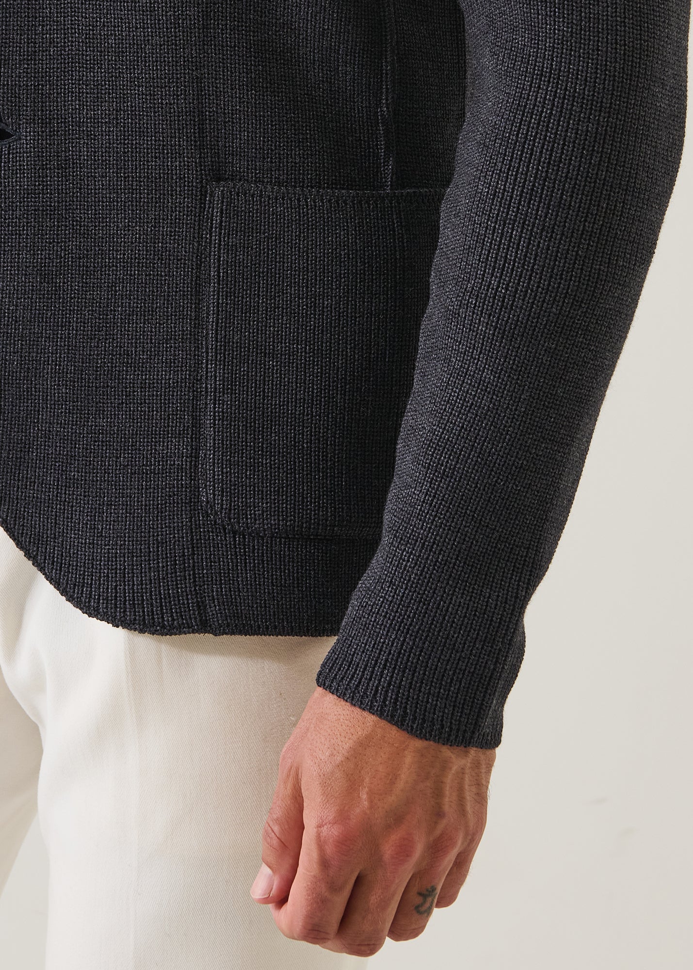 Merino Cardigan Stitch Two Button Blazer