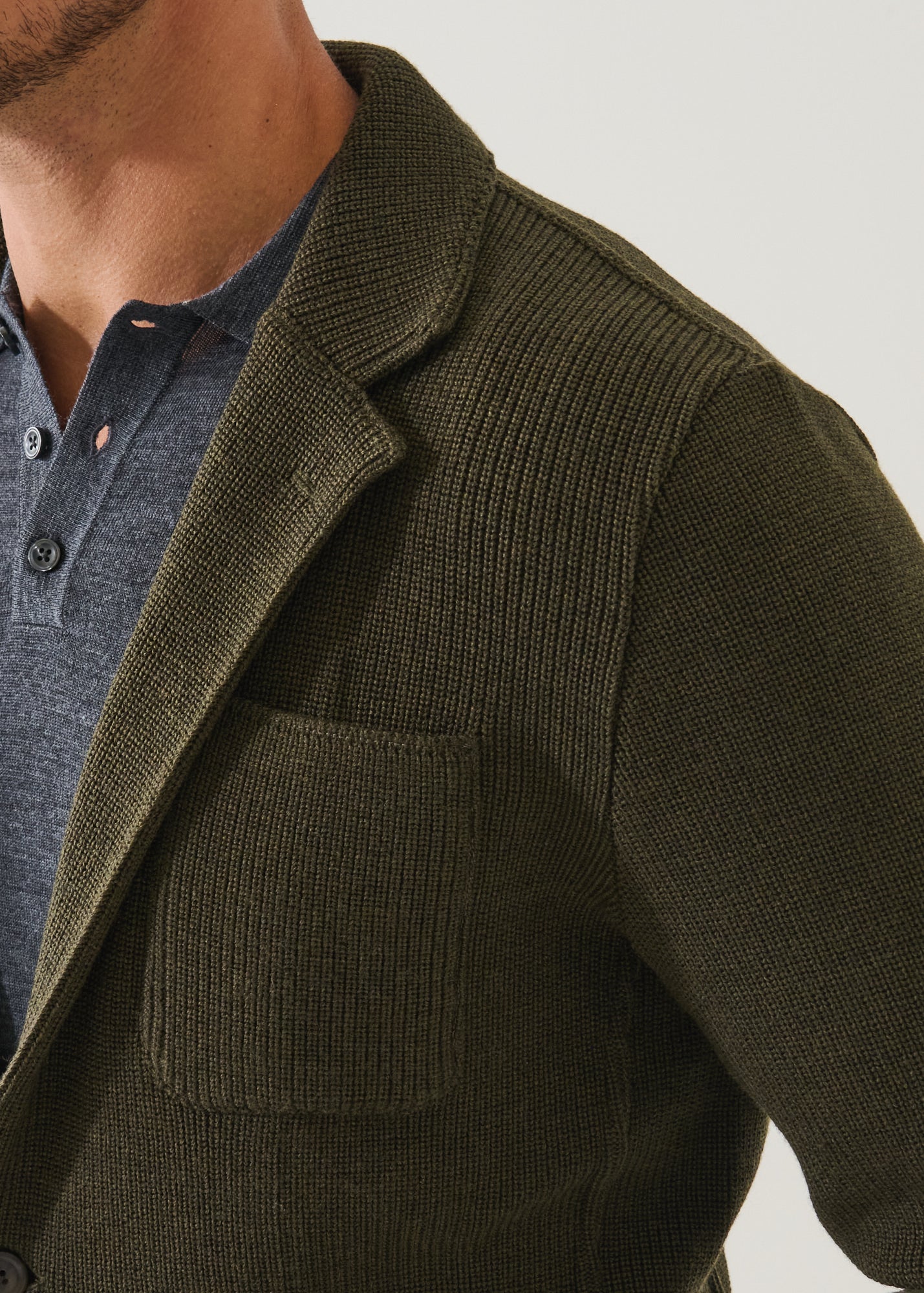 Merino Cardigan Stitch Two Button Blazer