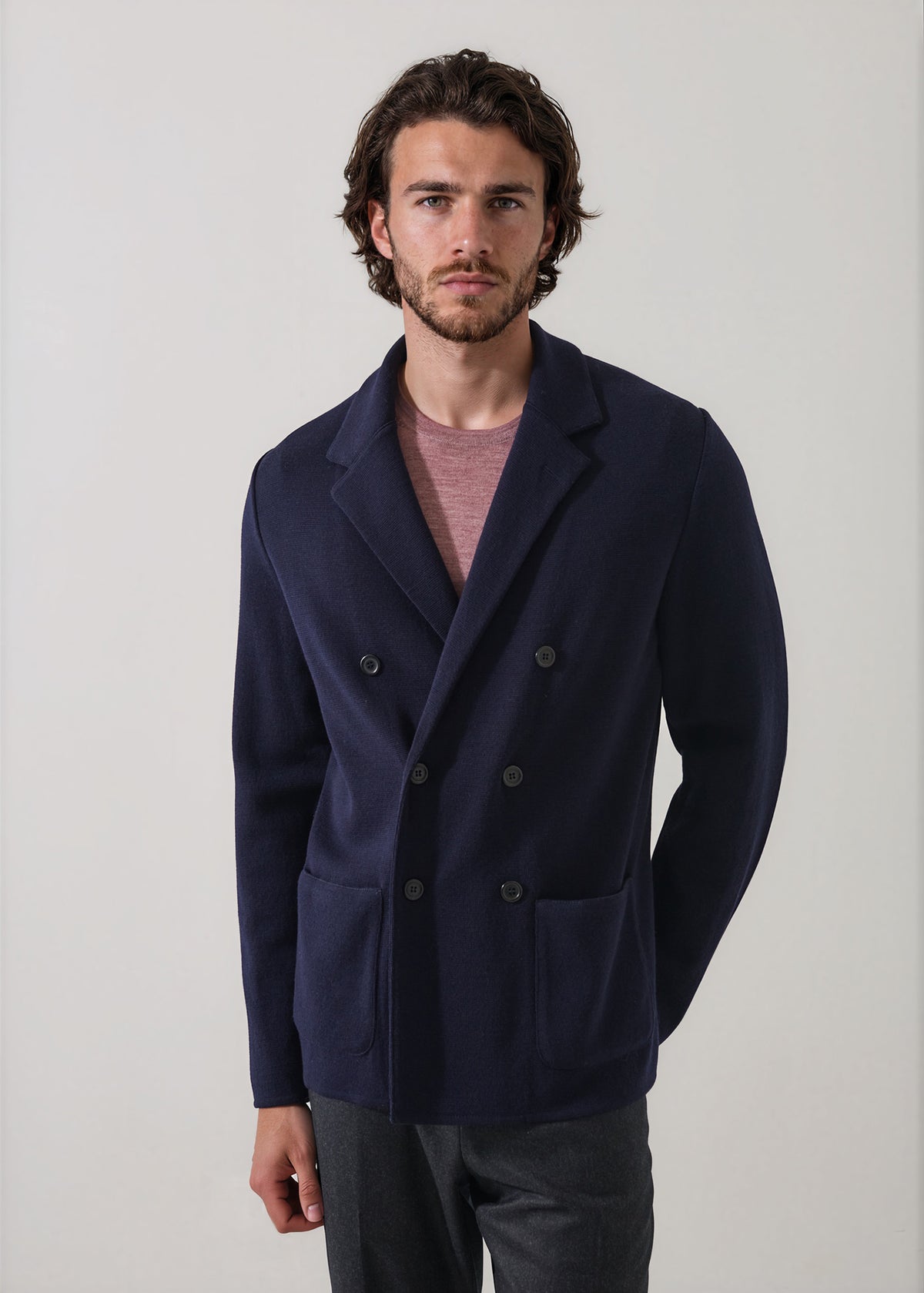 Merino Wool Milano Stitch Knit Double-Breasted Blazer - PATRICK ASSARAF