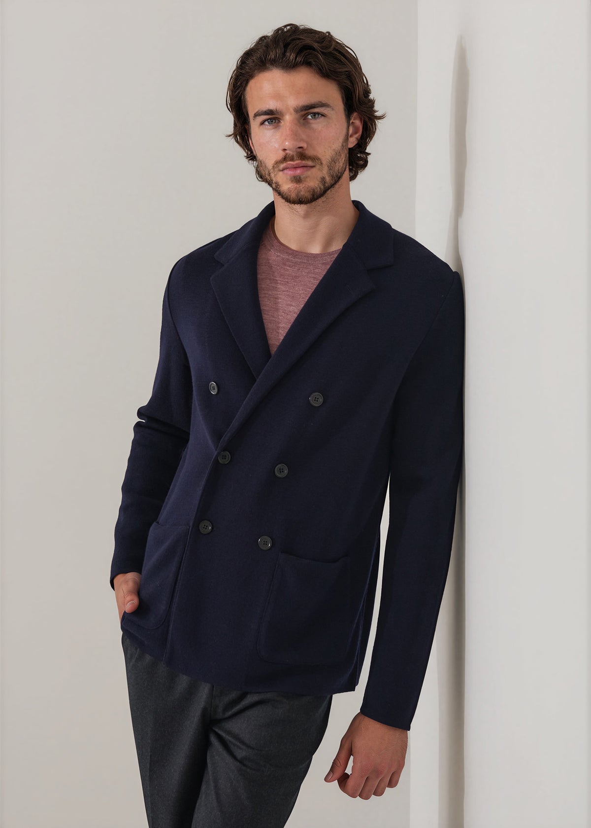 Merino Wool Milano Stitch Knit Double-Breasted Blazer - PATRICK ASSARAF