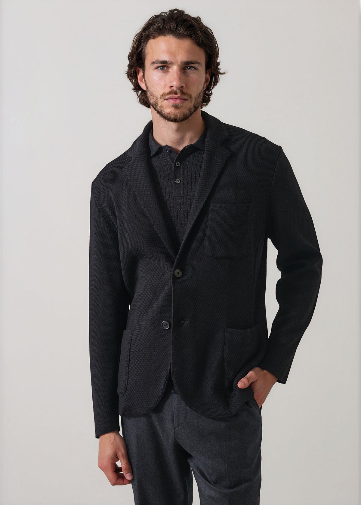 Merino Honeycomb Stitch Two Button Blazer - PATRICK ASSARAF