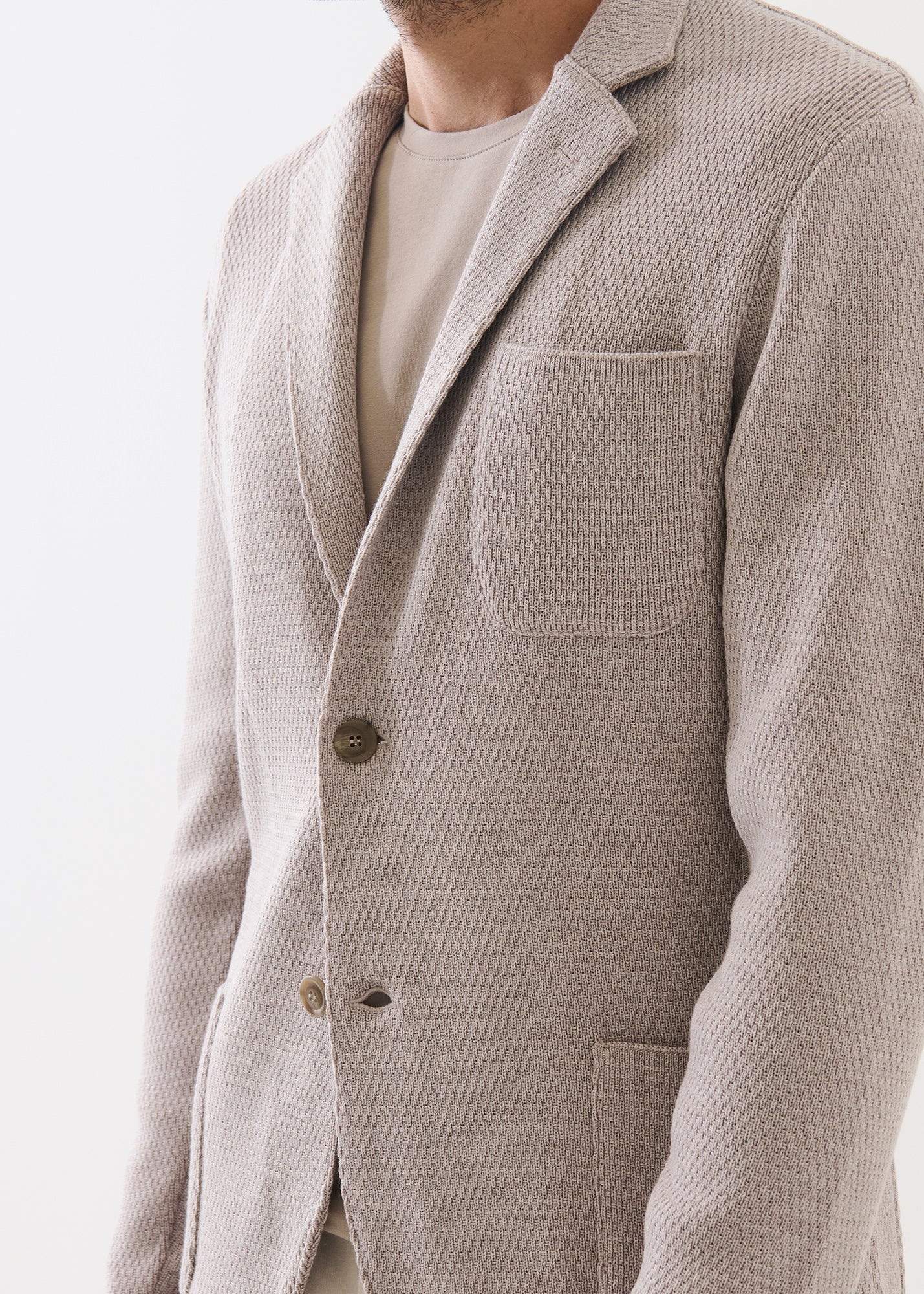 Merino Honeycomb Stitch Two Button Blazer