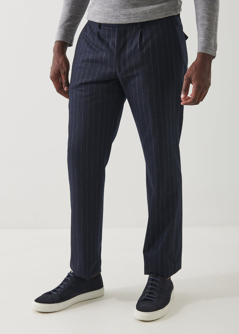 CHALK STRIPE WOOL DRAWSTRING PANT | PATRICK ASSARAF.