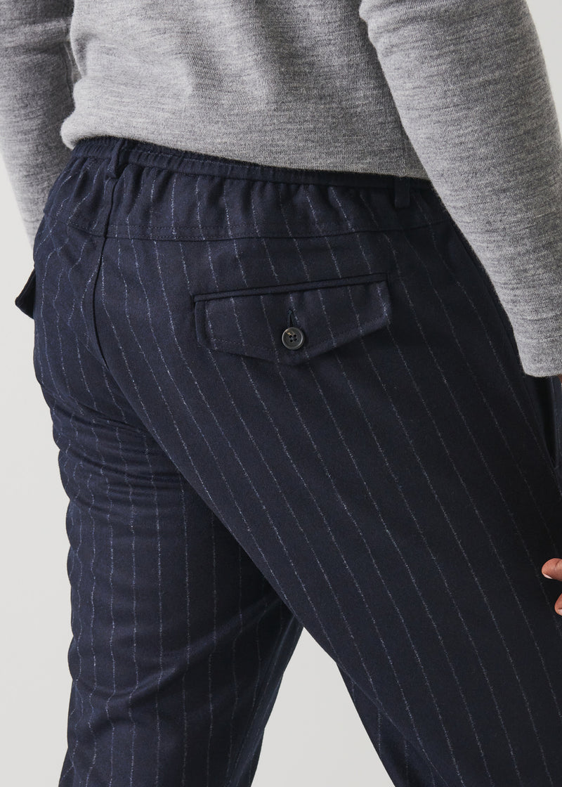 CHALK STRIPE WOOL DRAWSTRING PANT | PATRICK ASSARAF.