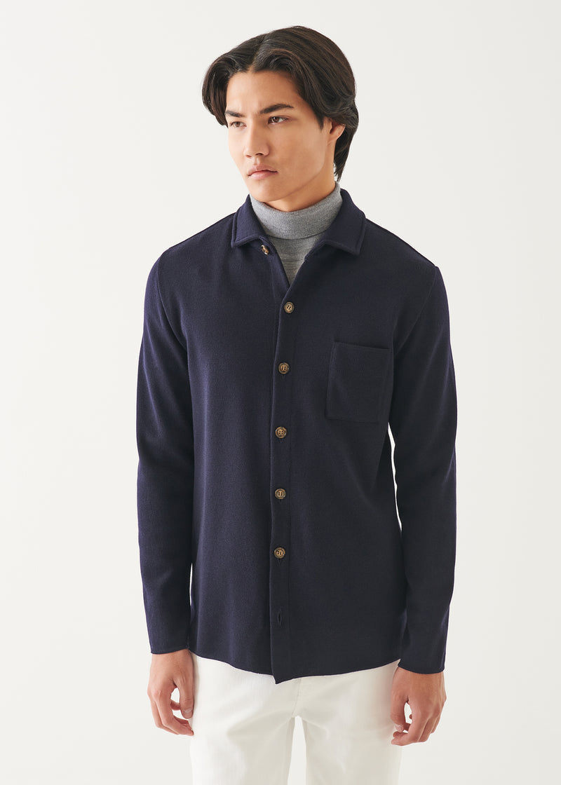 Double Face Merino Half Milano Stitch Shirt Jacket