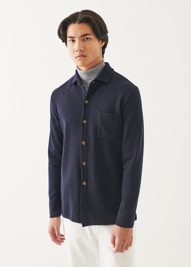 Double Face Merino Half Milano Stitch Shirt Jacket