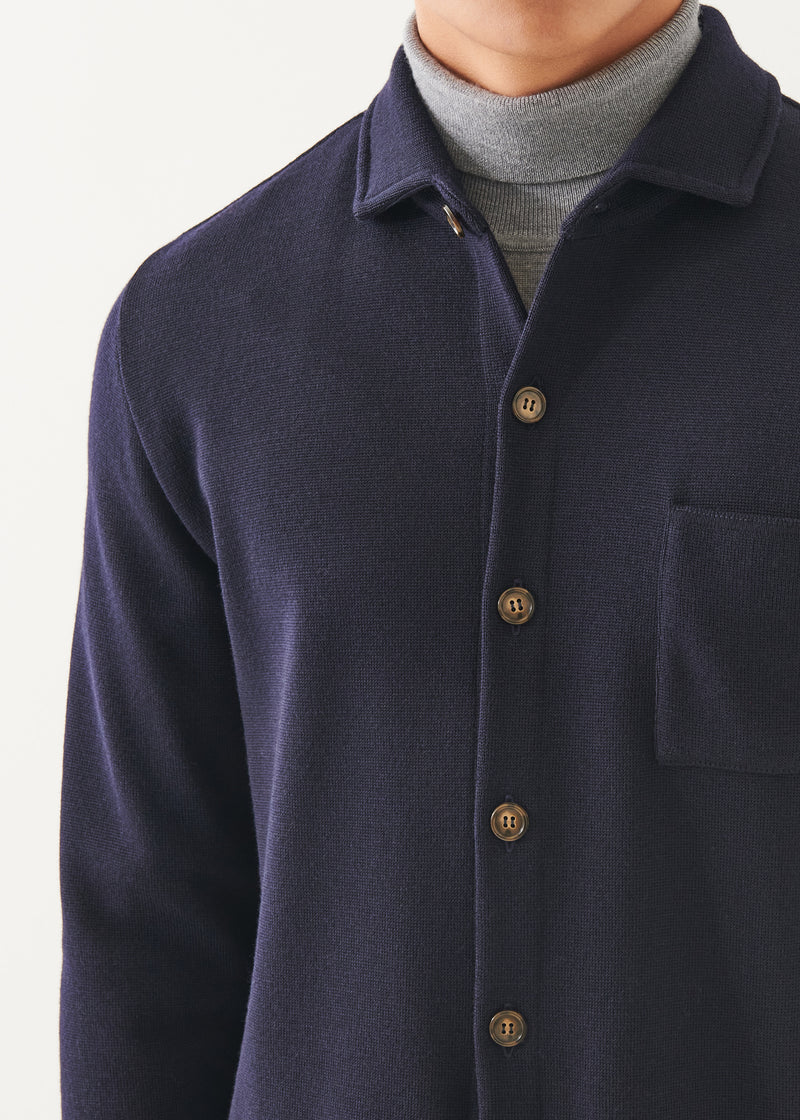 Double Face Merino Half Milano Stitch Shirt Jacket