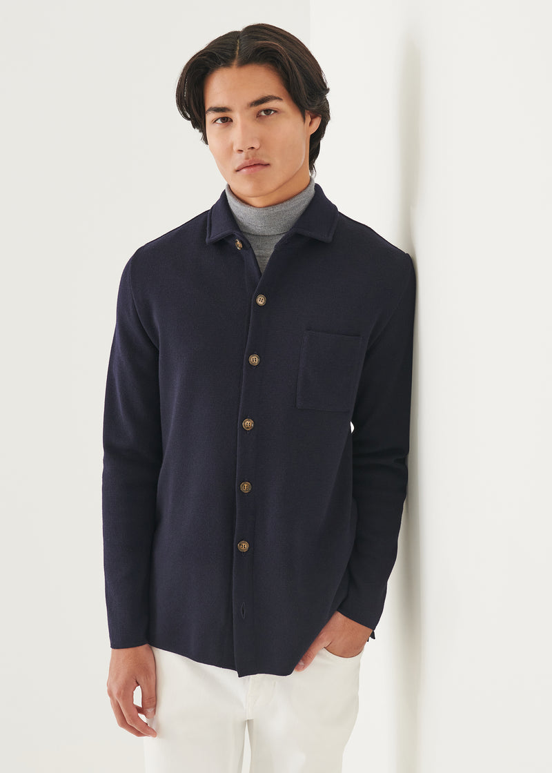 Double Face Merino Half Milano Stitch Shirt Jacket