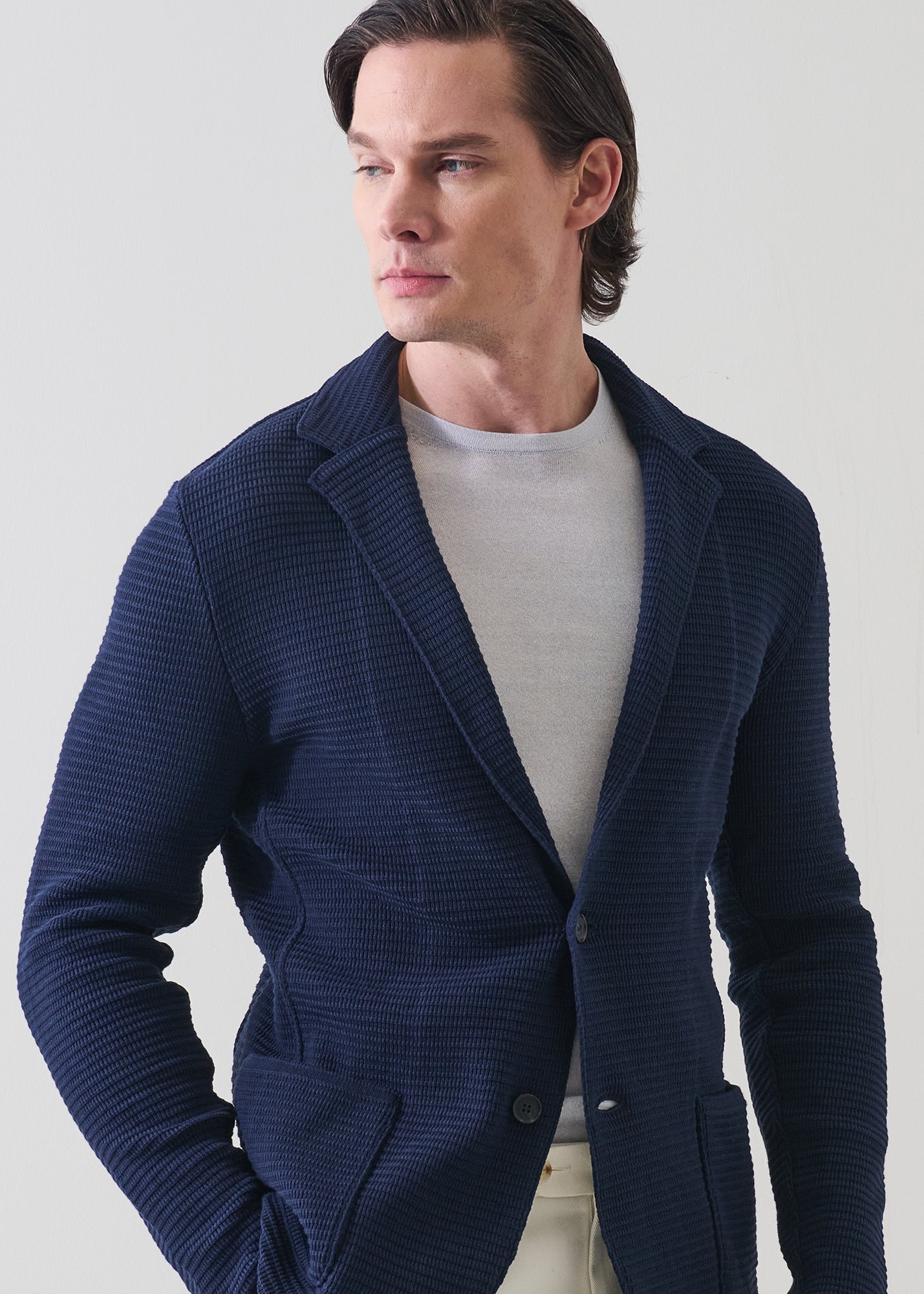 Cotton Grid-Check Knit Blazer - PATRICK ASSARAF