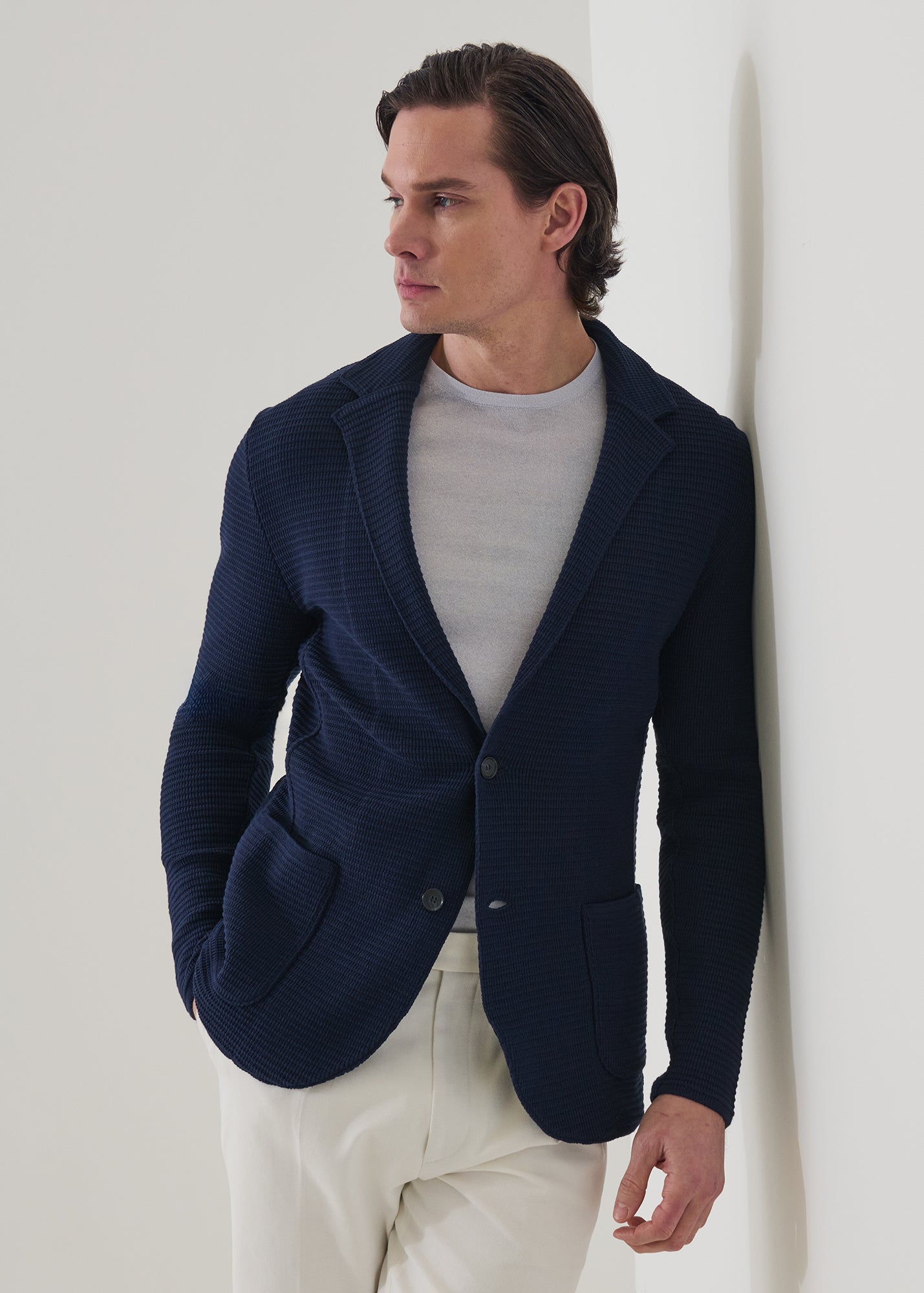 Cotton Grid-Check Knit Blazer - PATRICK ASSARAF