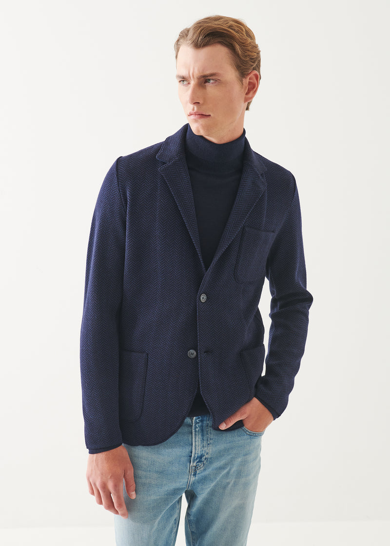 Merino Chevron Stitch Blazer