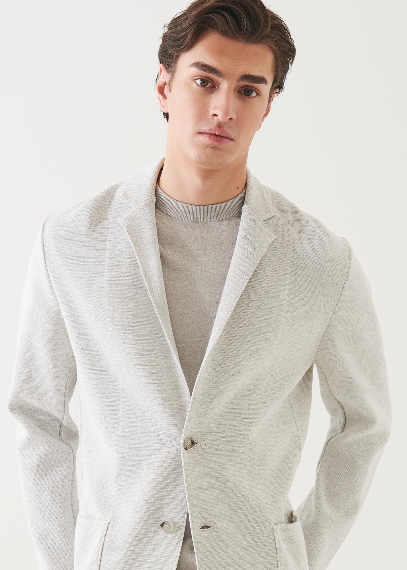 Cotton Knit Two-Button Blazer