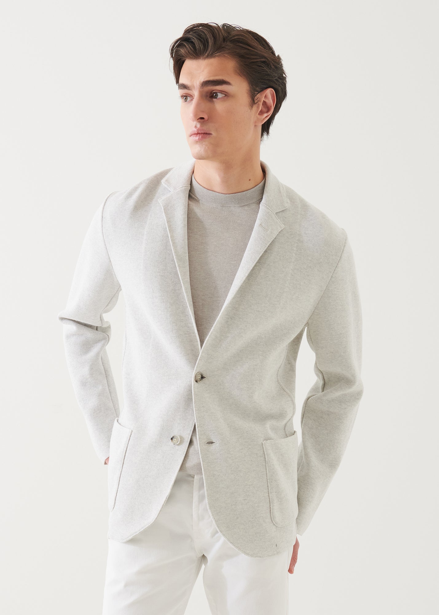 Cotton Knit Two-Button Blazer